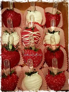 chocolate covered strawberries in the shape of heart shaped candies