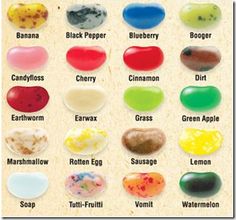 a poster with different types of jelly beans