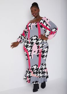 Embrace timeless elegance with our flounced maxi dress. This stunning piece features a chic mix of prints and textures, highlighted by a flounced hemline that adds graceful movement. Dresses For Events, Party Maxi Dresses, Graceful Movement, Maxi Bodycon Dress, Plus Size Bodycon, Houndstooth Dress, Maxi Dress Online, Ashley Stewart, Maxi Knit Dress