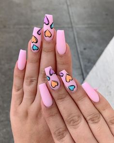 Heart Nail Designs, Nail Designs Valentines, Her Nails, Pink Nail, Nailed It, Heart Nails, Dream Nails, Coffin Nails Designs, Fire Nails