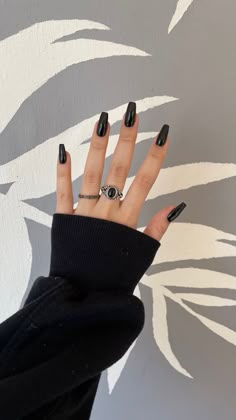 nails aesthetic Black Gel Nails, Wow Nails, Black Acrylic Nails, Nails Now, Casual Nails, Design Nails, Acrylic Nails Coffin Short, Man Hat