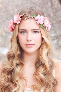 peachy floral hair crown woodland flower crown bridal head Head Flower Crown, Woodland Headpiece, Bridal Head Wreath, Floral Hair Crown, Bridesmaid Headpiece, Flowers Crown, Head Flower, Boho Headpiece, Rose Flower Crown