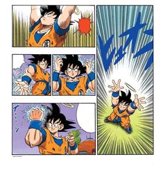 an image of a comic page with the dragon and gohan characters doing different things