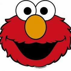 an elmo face with big eyes and large eyebrows, it looks like he's smiling