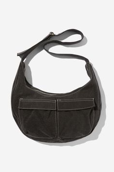 CAMERON CRESCENT CROSS BODY BAG Trendy Hobo Bag With Pockets For On-the-go, On-the-go Hobo Bag With Pockets, Black Hobo Bag With Pockets For On-the-go, Casual Bags With Flat Pocket For On-the-go, Casual Black Shoulder Bag With Pockets, Hobo Canvas Bag With Pockets, Casual Black Bag With Pockets, Black Hobo Bag With Pockets For Daily Use, On-the-go Hobo Shoulder Bag With Pockets