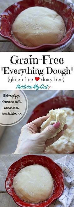 two pictures showing how to make gluten free dough