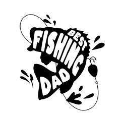 a black and white drawing of the words fishing dad