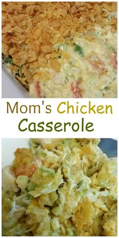 the casserole has been made with chicken and vegetables, but it's ready to be eaten