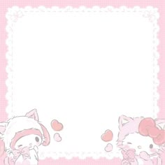 two cats with hearts on pink and white background