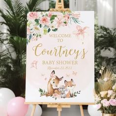 Woodland Meadows Baby Shower Welcome Sign - gender_girl, text, Theme_Floral Woodland Print, Baby Shower Woodland Theme, Dream Nurseries, Nursery Room Inspiration, Baby Shower Inspiration, Shower Welcome Sign, Floral Nursery, Baby Shower Welcome Sign, Baby Shower Signs