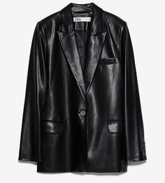 Faux Leather Blazer, Png Clothes, Blazer Zara, Black Leather Blazer, 가을 패션, Leather Blazer, Black Leather Jacket, Faux Leather Jackets, Dream Clothes