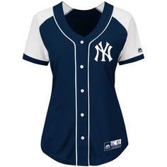 Majestic Women's New York Yankees Fashion Replica Jersey ($70) ❤ liked on Polyvore featuring major league baseball jerseys, blue jersey, yankees jersey, mlb jerseys and ny yankees jersey Yankees Outfit, Royals Fashion, New York Yankees Logo, Blue Jersey, Kansas City Royals, Los Angeles Dodgers, Blue Top