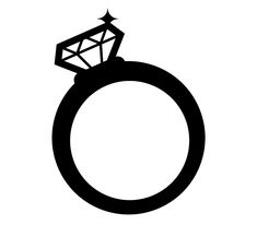 a black and white photo of a ring with a diamond on it's side