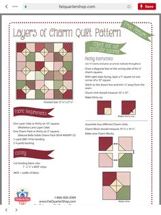 an image of a quilt pattern with the words layers of charm quilt pattern