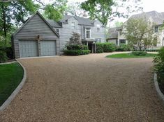 a driveway in front of a large house