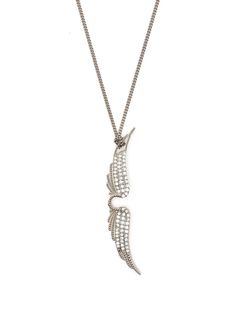 silver-tone curb chain wing pendant crystal embellishment lobster claw fastening Zadig And Voltaire Necklace, Golden Brunette, Ysl Necklace, Wishlist 2024, Dream List, Pendant Necklace Silver, Wing Necklace, Cool Necklaces, Zadig And Voltaire