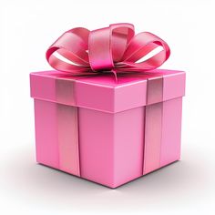 a pink gift box with a ribbon on it