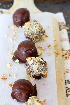 chocolate truffles on a baking sheet ready to be eaten