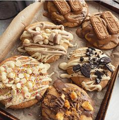 a tray filled with lots of different types of cookies