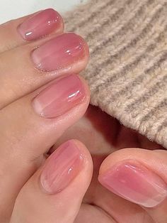 Jelly Nails On Tan Skin, Soft Pink Jelly Nails, Jelly Style Nails, Pink Nails Translucent, Clear Nails Shellac, Clear Nail Colors, Pink Jelly Pedicure, Translucent Pink Acrylic Nails, Colored Clear Nails