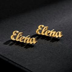 Lets make our lives more beautiful with custom/personalized items. This can bring you a lot of joy when you see your name or your loved once name on the item. Having your personal touch on a piece of jewelry really makes a difference. Item:-   Name Stud  EarringsMetal:- Stainless SteelFinished:- Platinum-Rose Gold-GoldWe have make 2 different name on1pairPlease Explain your Name & Font No. On Personalization Box.Like This-   Abdul   Font #1Processing and shipping: 2-3 weeks is processing tim Name Earrings, Stud Style, Girl Jewelry, Name Jewelry, Custom Earrings, Christmas Gift Jewelry, Initial Letter, Dainty Earrings, Christmas Jewelry