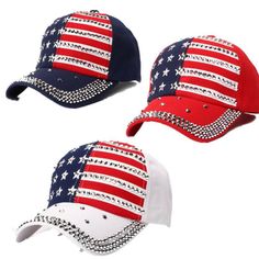 Usa Patriotic Rivet Bling / Sparkle Hat President Donald Trump - 2024 Election Make America Great Again - Keep America Great - Maga Brand New Bling, Rhinestone, Rivet, Sparkle Cap / Hat. Available In Red, White Or Navy Blue With Silver Studs On Front & Bill **Size: Adult Size Adjustable - One Size Fits Most **Closure: Hook & Loop Style **Panels: 6 **Structure: Unstructured **Profile: Low Profile **Extras: Pre-Curved Visor Show Your Love For The Usa With This Patriotic Fashion Statement! Bling Hat, Patriotic Fashion, Silver Studs, Trucker Cap, Low Profile, Fashion Statement, Hats For Women, Caps Hats