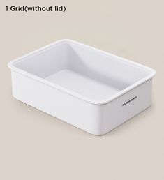 an image of a white container with the words gridwithout lid on it's side