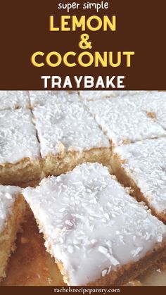 lemon and coconut tray bake with text overlay