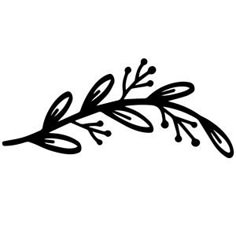 a black and white drawing of a sprig of rosemary