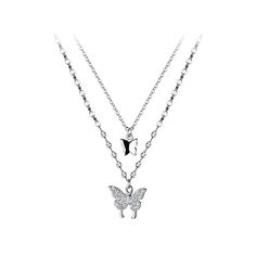 PRICES MAY VARY. MATERIAL: These butterfly layered necklaces are made of real 925 sterling silver with S925 stamped, not only the necklace chains, but the whole necklace including the star moon pendant are made of 925 sterling silver, which really makes the whole necklace nickel free, lead-free, hypoallergenic, and don't cause any allergic reaction and don’t turn your skin green. These necklaces suit anyone including people who have sensitive skins. SURFACE PLATING: These butterfly layered neckl Bohemian Fine Jewelry, Butterfly Choker Necklace, Butterfly Choker, Animal Accessories, Layered Necklaces Silver, Butterfly Pendant Necklace, Necklace Chain Lengths, Pretty Necklaces, Double Chain