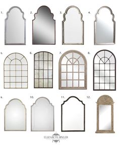 the different sizes and shapes of mirrors