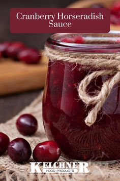 cranberry horseradish sauce in a mason jar