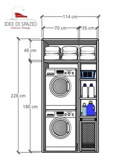 the diagram shows how much space is left in this washer and dryer combo