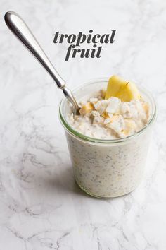 a glass bowl filled with oatmeal and fruit