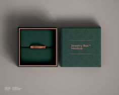 a jewelry box mockup with a ring inside