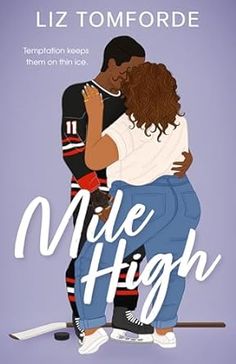 a man and woman hugging each other in front of a purple background with the words mile high