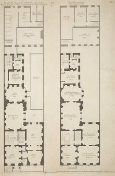 an old floor plan for a building with two floors and three stories, in the same room