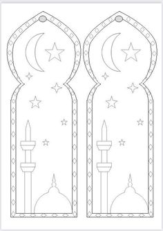 an islamic window with the moon and stars on it