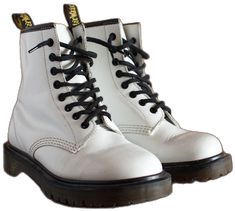 White Lace-up Boots For Streetwear, White High Ankle Boots For Streetwear, White High Ankle Boots With Laces, White Ankle Combat Boots For Streetwear, White Leather Moto Boots For Streetwear, White Ankle Boots For Streetwear, White Ankle Boot Combat Boots For Streetwear, White Leather Lace-up Boots For Streetwear, White Ankle Boots With Laces