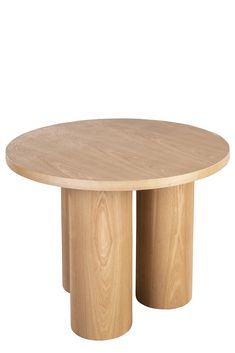 a round wooden table with two pedestals on each side and one leg in the middle