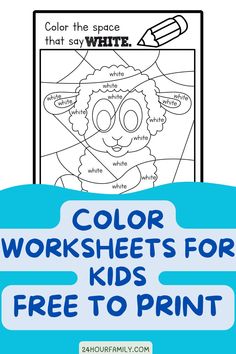 color worksheets for kids to print with the text, color that says white