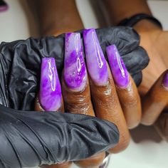 Purple Nails French, Purple Marble Nails, Gender Reveal Nails, Quince Nails, Bday Nails, Hoco Nails, Purple Acrylic Nails, Graduation Nails, Purple Nail Designs