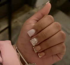 White Nails With Designs Short, White Nail Inspo Short, Basic Nails Short, Nails Short Acrylic, Short Short Nails, Small Acrylic Nails, Black And White Short Nails, Short White Acrylic Nails, Hard Nails