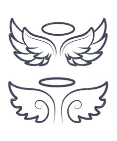 two angel wings with an halo on top