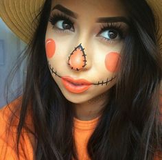 Well I'm gunna be a scarecrow this year .. Time to look up some DIY makeup Scarecrow Makeup Pretty Easy, Cute Scarecrow Make Up For Women, Easy Halloween Makeup Scarecrow, Scarecrow Glam Makeup, Women’s Scarecrow Make Up, Diy Scarecrow Costume, Halloween Costumes Scarecrow, Make Up Diy