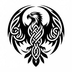 an eagle with braids in the shape of a celtic pattern on a white background