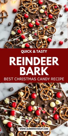 reindeer bark christmas candy recipe with text overlay