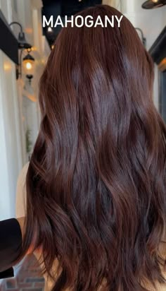 Mahogany hair color Brunette To Dark Red, Hair Color Mahogany Brown, Deep Red And Brown Hair, Wine Brown Hair Color, Dark Chocolate Brown Hair Red Tint, Brown Hair That Looks Red In The Sun, Medium Mahogany Brown Hair, Red Brown Dark Hair, Dark Brown Hair Warm Red Undertones