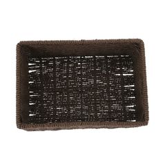 a brown woven basket on a white background