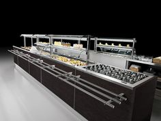 an image of a buffet with food on it